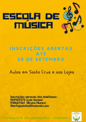Inscri&ccedil;&otilde;es para a Escola de M&uacute;sica abertas at&eacute; dia 30 de setembro