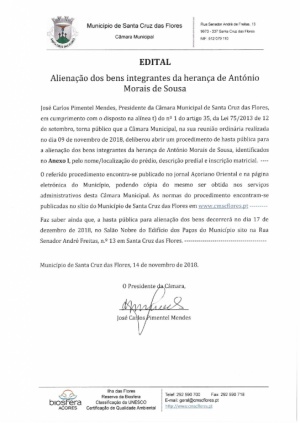 Aliena&ccedil;&atilde;o dos bens integrantes da heran&ccedil;a de Ant&oacute;nio Morais de Sousa