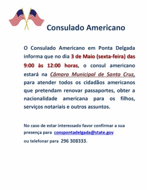 Aviso: Cancelamento Viagem Consul dos Estados Unidos da America &agrave;s Flores