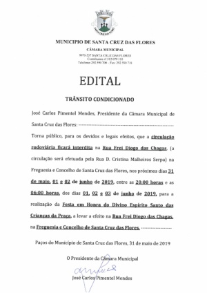 Edital - Tr&acirc;nsito Condicionado