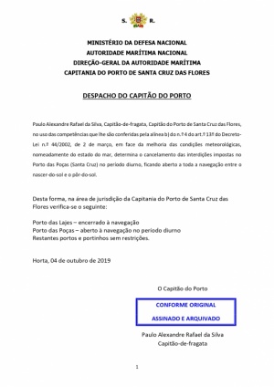 Despacho do capit&atilde;o do porto