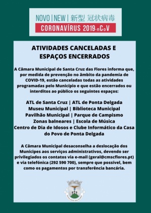 Atividades canceladas e espa&ccedil;os encerrados
