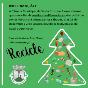 Informa&ccedil;&atilde;o - Recolha de Res&iacute;duos Indiferenciados no Natal