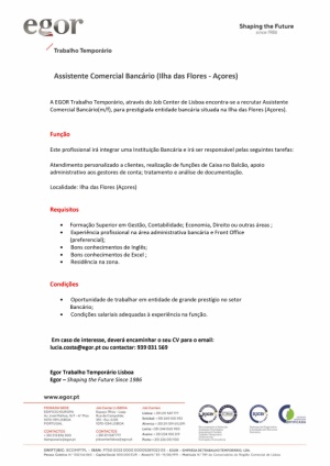 Aviso - Assistente Comercial Banc&aacute;rio - Santa Cruz das Flores