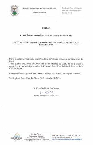 Edital: Elei&ccedil;&otilde;es dos &Oacute;rg&atilde;os Aut&aacute;rquicos - Voto Antecipado no Lar de Idosos