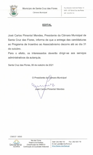Abertura de Per&iacute;odo para Entregas das Candidaturas ao Programa de Incentivo ao Associativismo