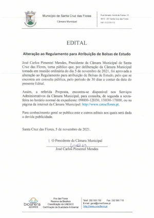 Altera&ccedil;&atilde;o ao Regulamento para Atribui&ccedil;&atilde;o de Bolsas de Estudo