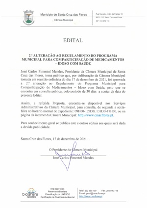 Consulta P&uacute;blica: 2.&ordf; Altera&ccedil;&atilde;o ao Regulamento - Programa Municipal para Comparticipa&ccedil;&atilde;o de Medicamentos - Idoso com Sa&uacute;de