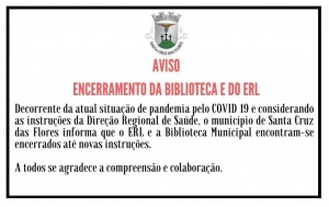 Aviso - Encerramento da Biblioteca Municipal e ERL