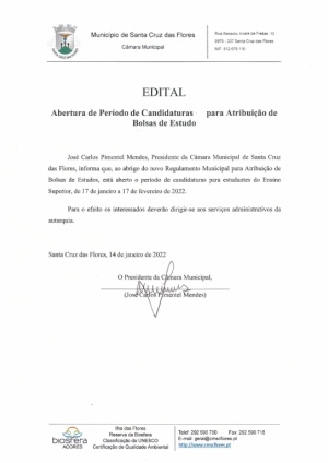 Abertura de Per&iacute;odo de Candidaturas para Atribui&ccedil;&atilde;o de Bolsas de Estudo