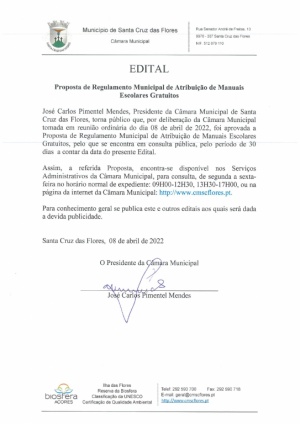 Consulta P&uacute;blica - Regulamento Municipal de Atribui&ccedil;&atilde;o de Manuais Escolares Gratuitos