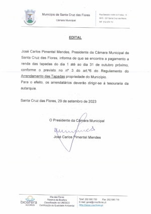 Edital - Arrendamento das tapadas