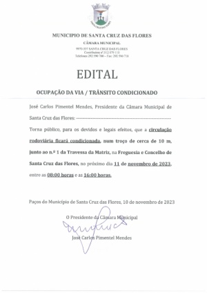 Edital - Ocupa&ccedil;&atilde;o da via/tr&acirc;nsito condicional dia 11 de novembro
