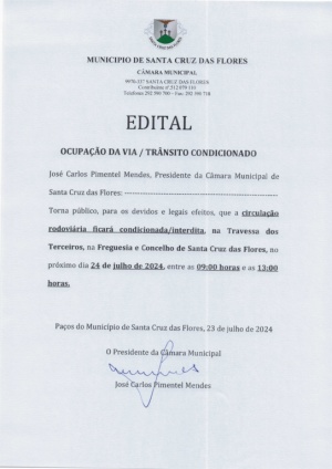 Edital - Ocupa&ccedil;&atilde;o da Via / Tr&acirc;nsito condicionado dia 24 de julho