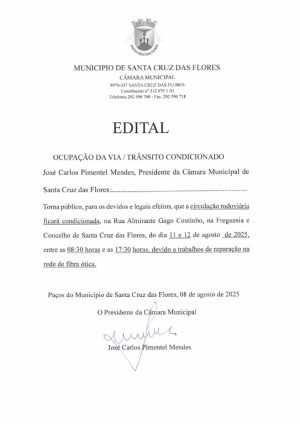 Edital - Ocupa&ccedil;&atilde;o da Via / Tr&acirc;nsito condicionado dia 11 e 12 de agosto