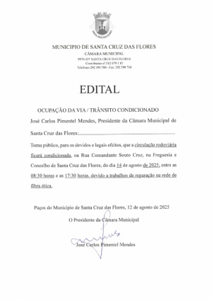 Edital - Ocupa&ccedil;&atilde;o da Via / Tr&acirc;nsito condicionado dia 13 de agosto