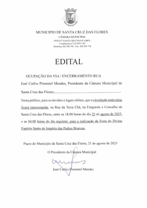 Edital - Ocupa&ccedil;&atilde;o da Via / Encerramento rua dia 23 de agosto