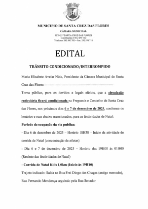 Edital - Tr&acirc;nsito condicionado dia 06 e 07 de dezembro