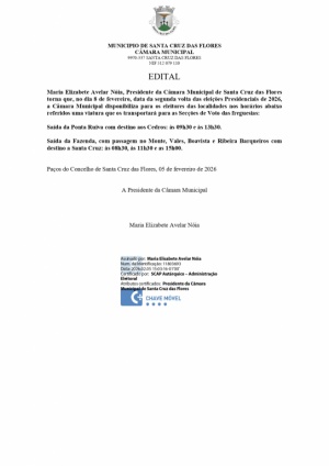 Edital - Transporte para as Elei&ccedil;&otilde;es Presidenciais de 2026