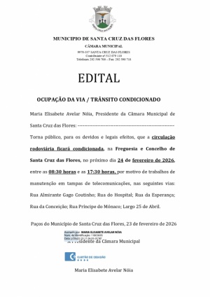 Edital - Ocupa&ccedil;&atilde;o da Via / Tr&acirc;nsito condicionado dia 24 de fevereiro