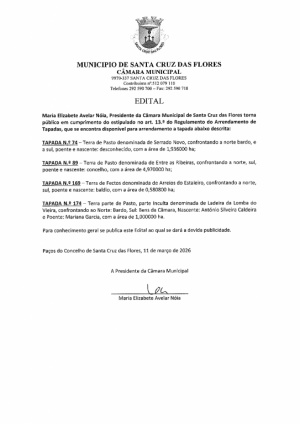 Edital - Arrendamento de tapadas