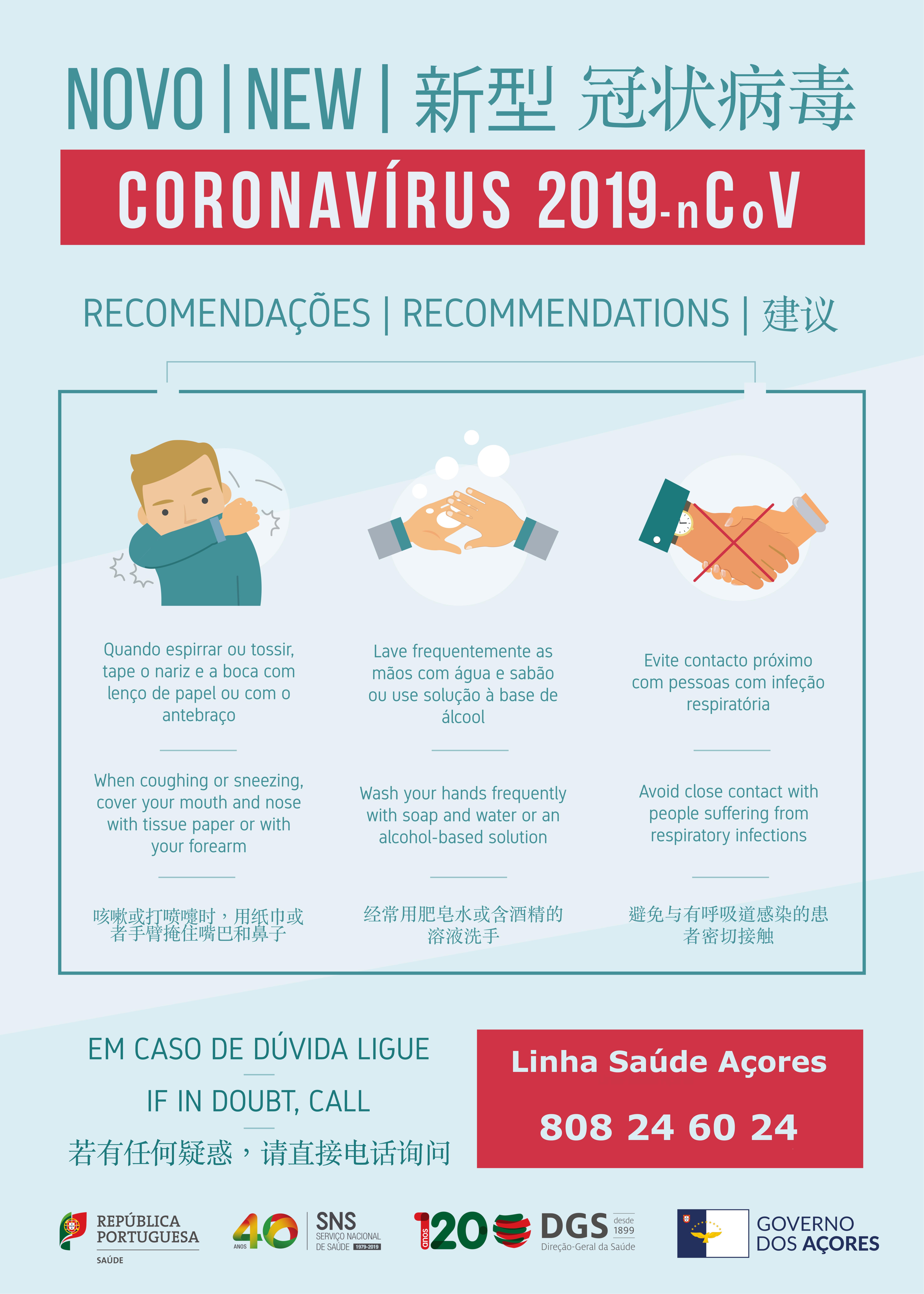 Cartaz recomenda&ccedil;&otilde;es coronav&iacute;rus